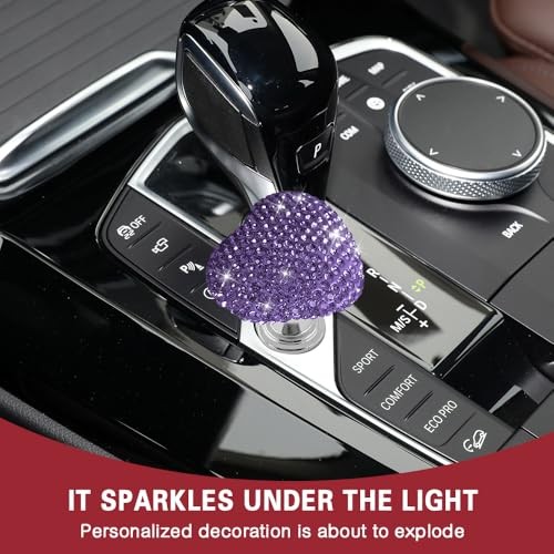 Bling Car One-Touch Start Button, Push Start Button Cover, Heart Purple #1