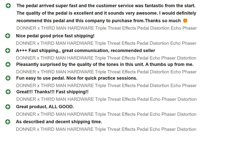 DONNER x THIRD MAN HARDWARE Triple Threat Echo Phaser Distortion Effects Pedal
