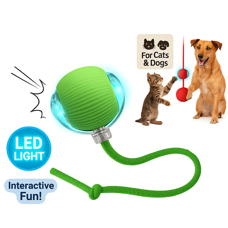 2Pcs Automatic Rolling Ball Smart Cat Dog Toy Electric Pet Self-moving Kitten