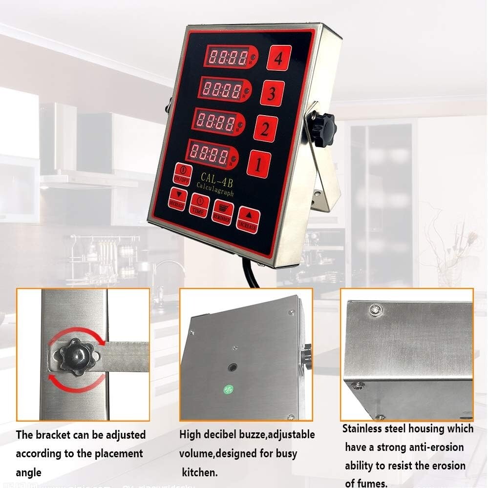 4 Channels Multi-Function Commercial Kitchen Digital Timer Alarm 110V Restaurant