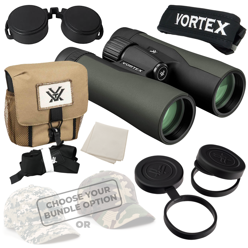 Vortex Optics CF-4313 Crossfire HD 10x50 Green Binocular with Free Hat Bundle