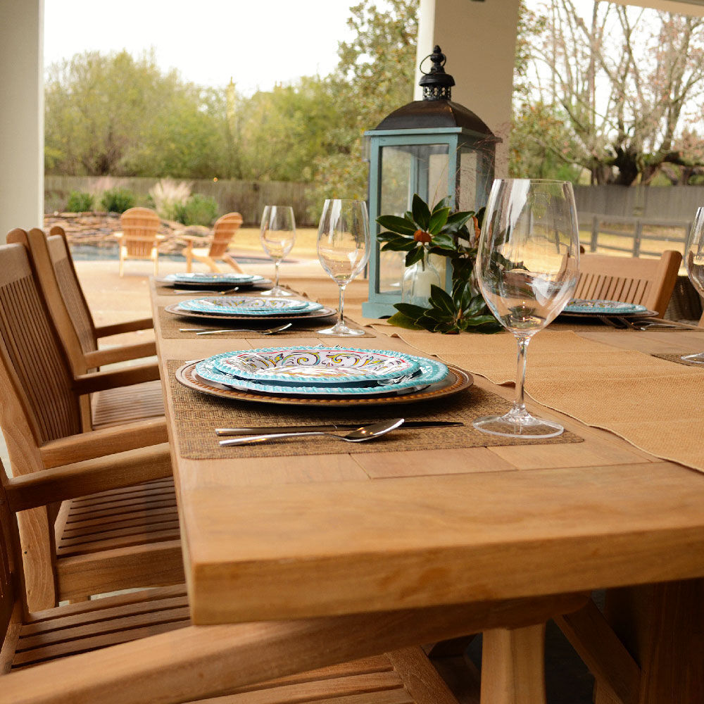 Ash & Ember Savannah Grade A Teak 96" Rectangular Farmhouse Dining