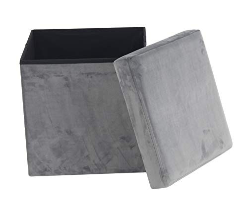 Polyester Square Storage Stool, 17" x 15" x 15", Gray