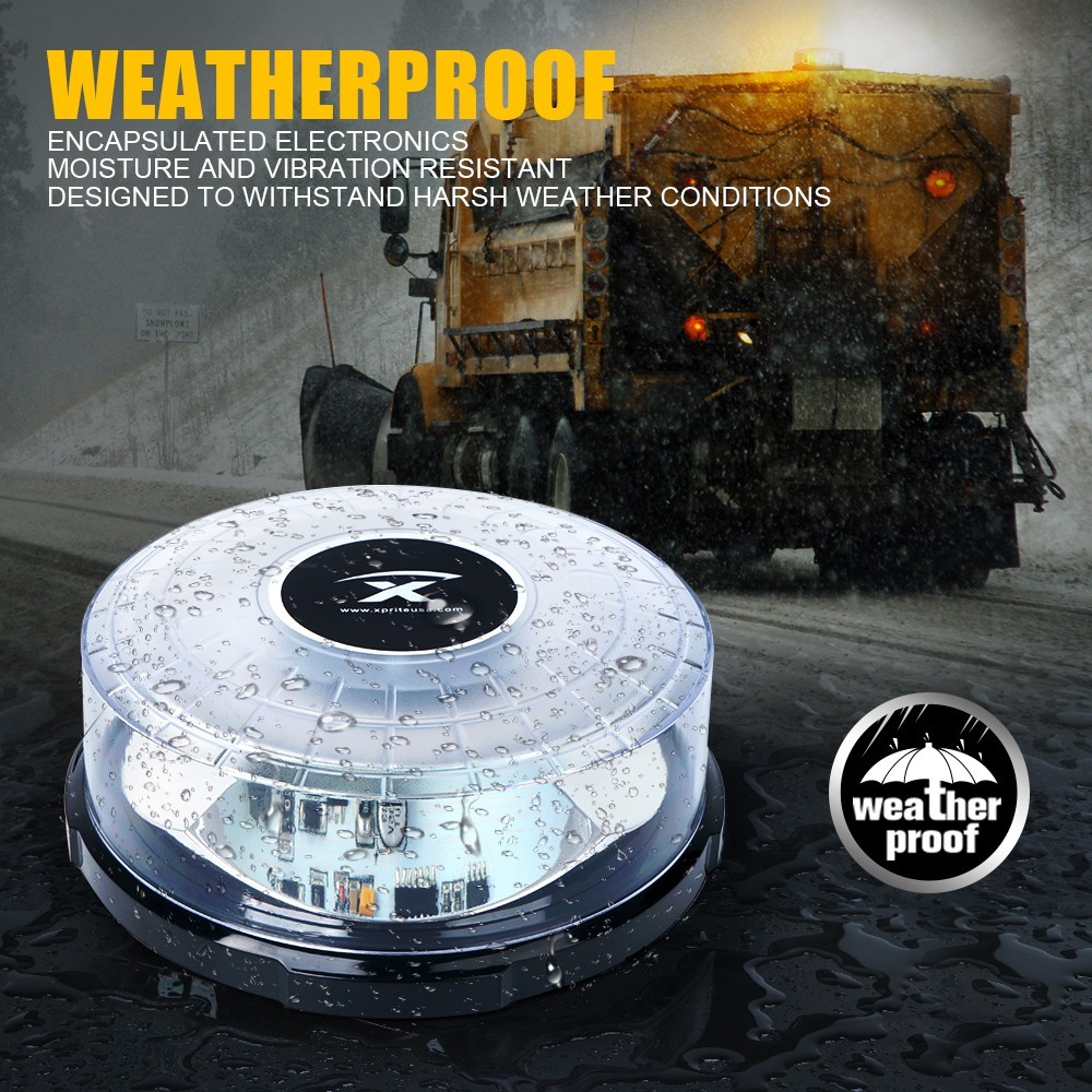 Amber White 24 LED Rooftop Flash Strobe Light Emergency Beacon 14 Flash Pattern