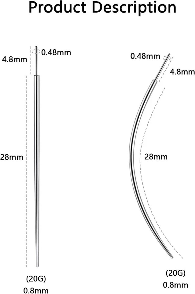 G23 Titanium Threadless Piercing Taper 16G/18G/20G Flat Back Earring Free Ship