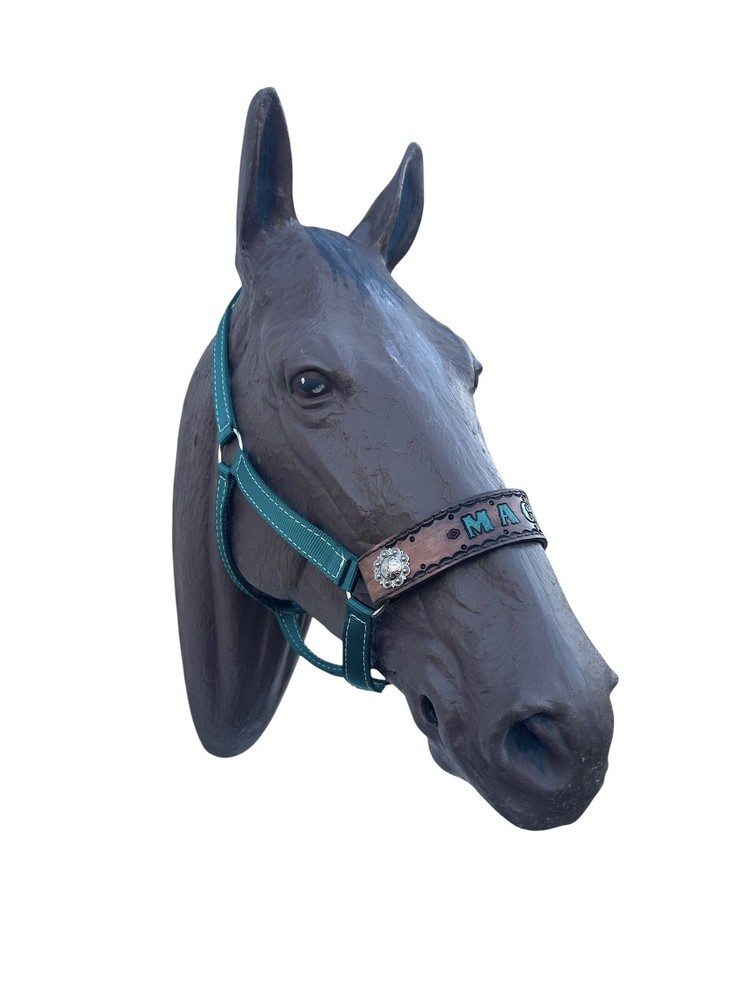 Personalized Nylon Horse Halter In Teal