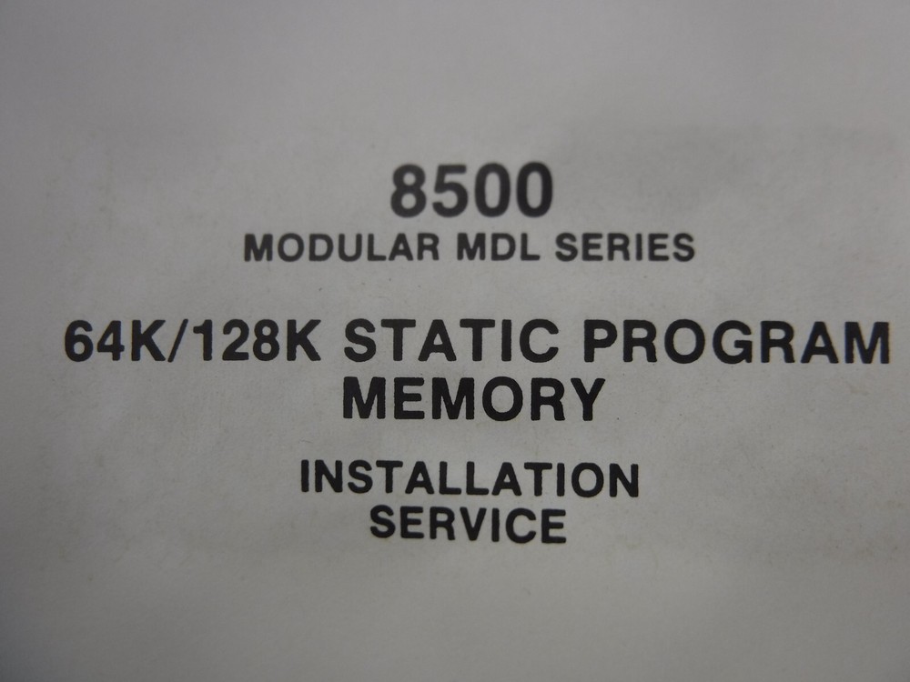 Tektronix 8500 Modular MDL Series 64K/128K Static Program Memory Manual