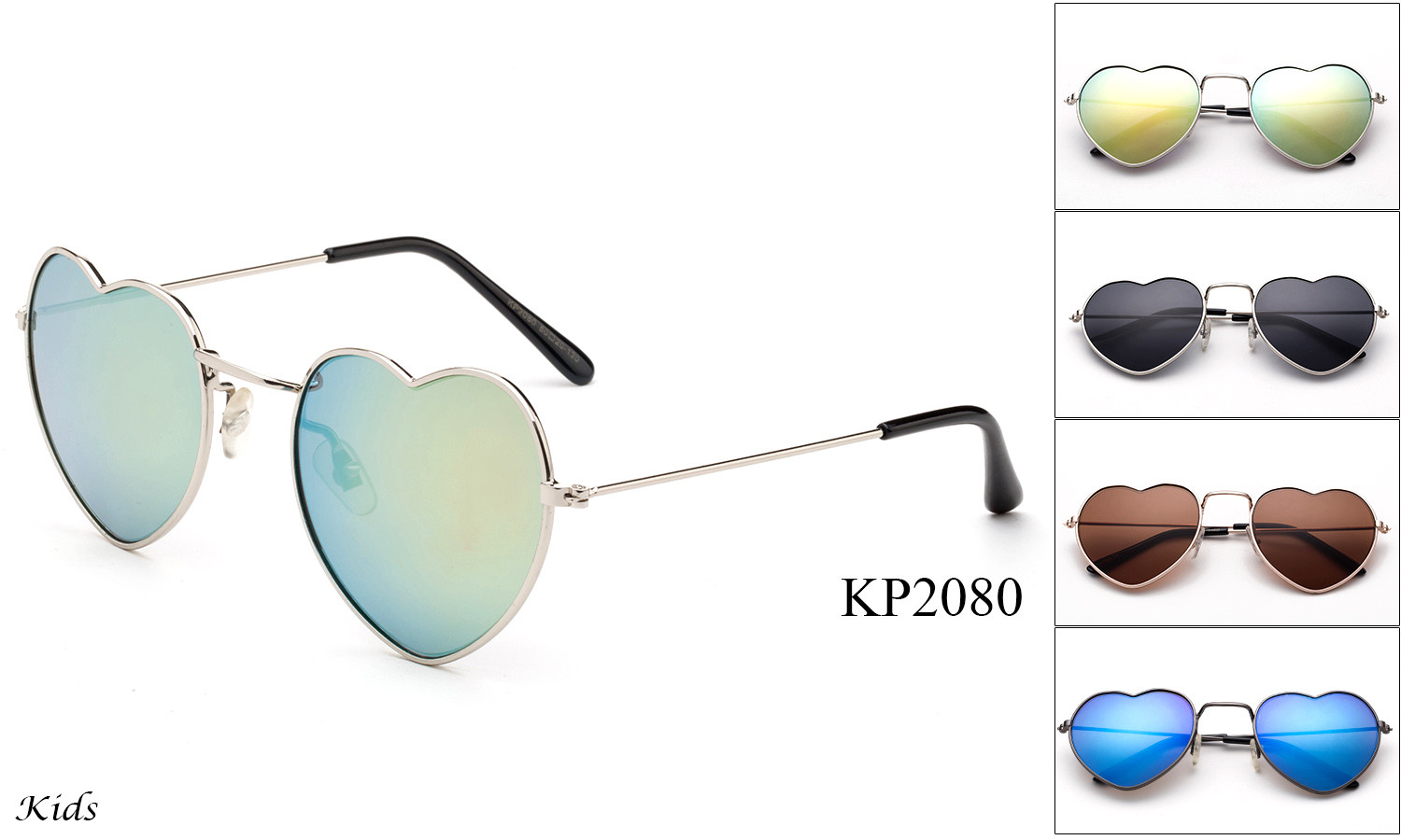 Kids Heart Shape Aviator Sunglasses Classic Girls UV 100% Protection Lead Free