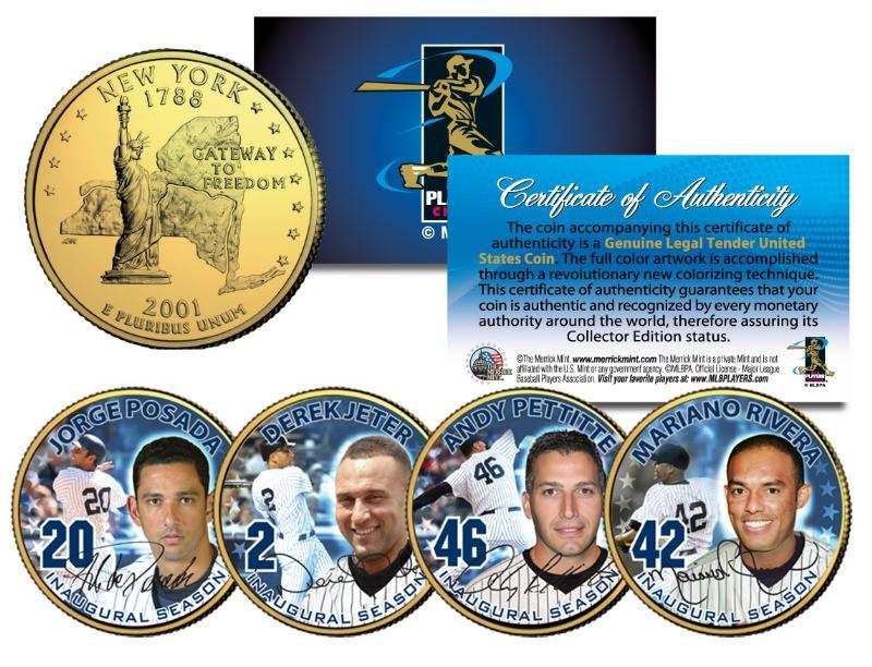 YANKEES CORE FOUR 4-Coin Set NY Quarters JETER MARIANO POSADA PETTITTE