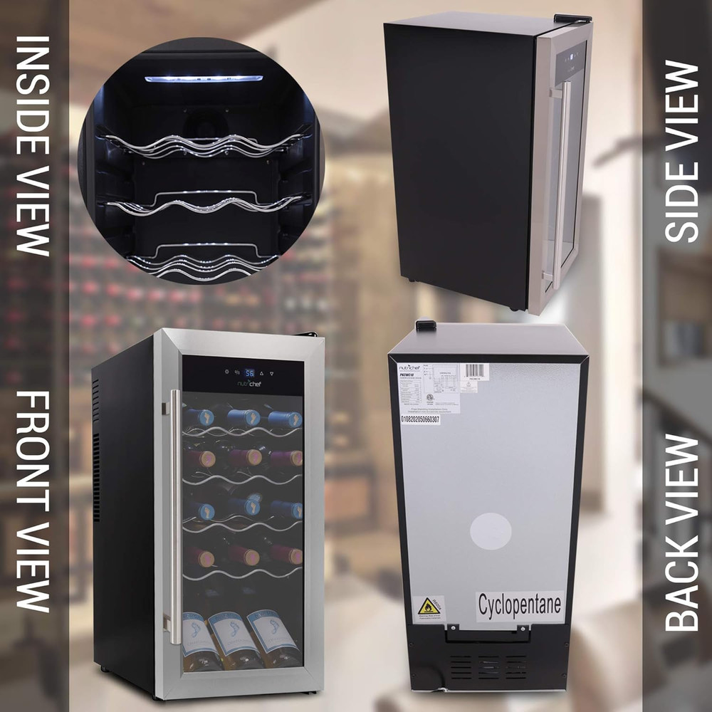 18-Bottle Wine Fridge - Quiet Mini Cooler with Adjustable Temperature