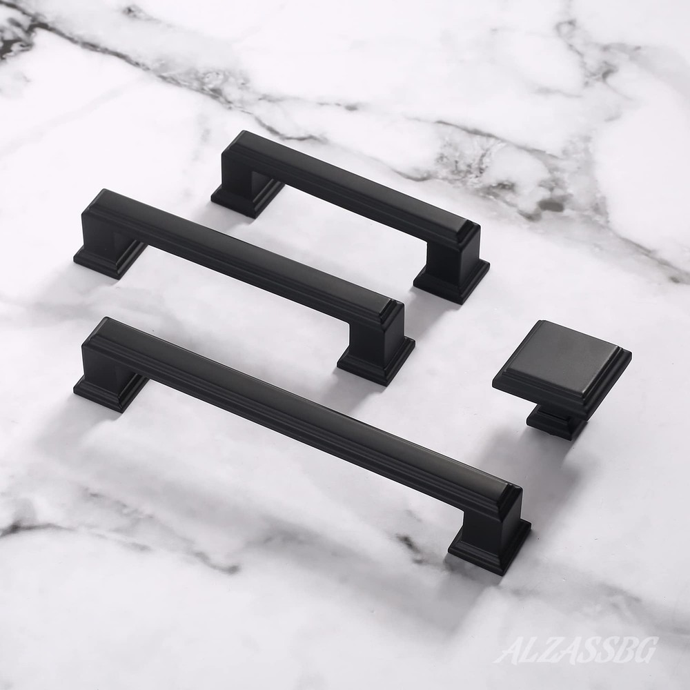 10 PCS 1.3 Inch 32mm Matte Black Square Cabinet Knobs AL6071MB Drawer Pull