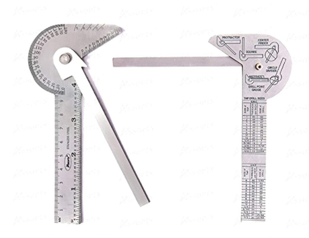 Assorts Multi Purpose Protractor Square Rule Centre Finder Divider Drill Point