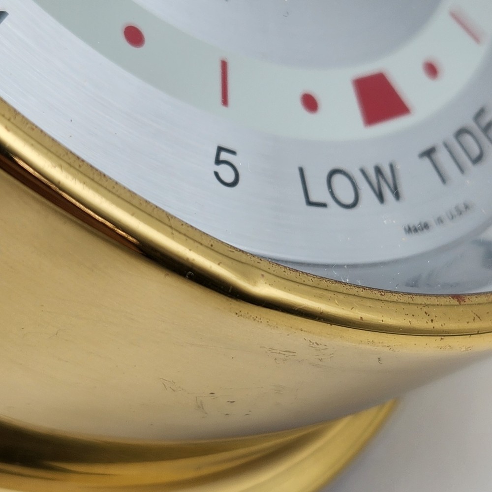 Maximum Weather Instruments Harbormaster Tide Clock Brass Case - TESTED, WORKS