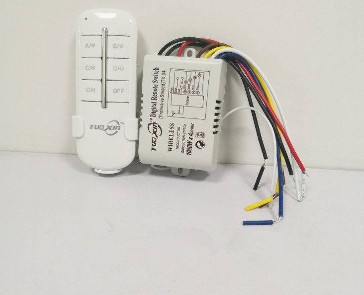 Four Ways ON/OFF 110-220V Wireless Receiver Lamp Light RF Remote Control Switch