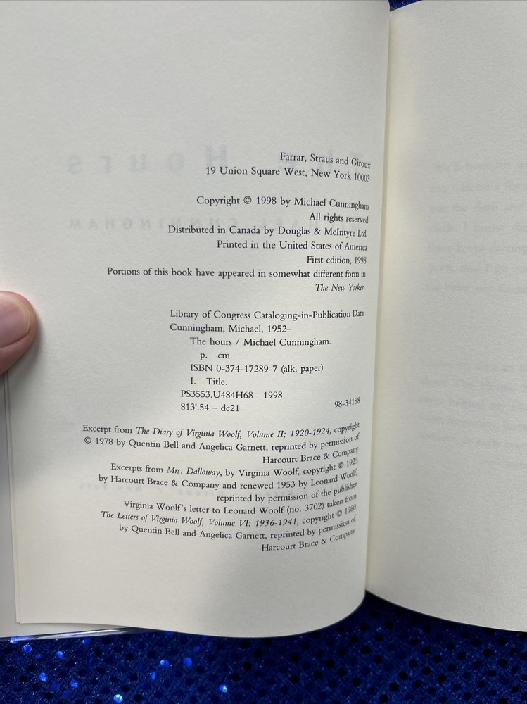 The Hours - Michael Cunningham, First Edition, First Printing, HC DJ