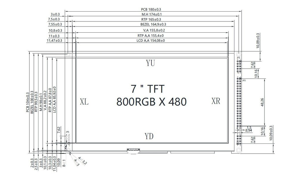 7"inch TFT LCD Module w/Multi-Capacitive Touch Screen Panel,I2C,SPI,Tutorial