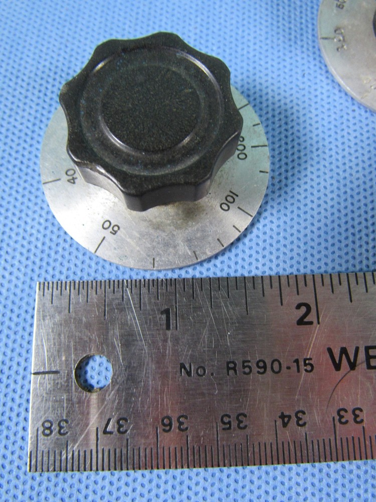 Lot 9 Rotary Control Potentiometer Knobs W/ Aluminum Dial Scales Brass Insert