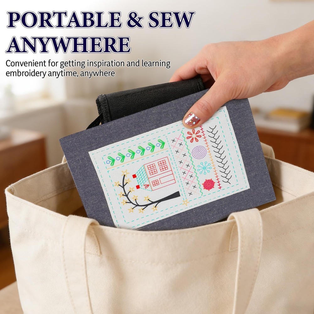 Embroidery Stitch Book Kit 106 Patterns w/ Tools Tutorial Beginner Sewing DIY