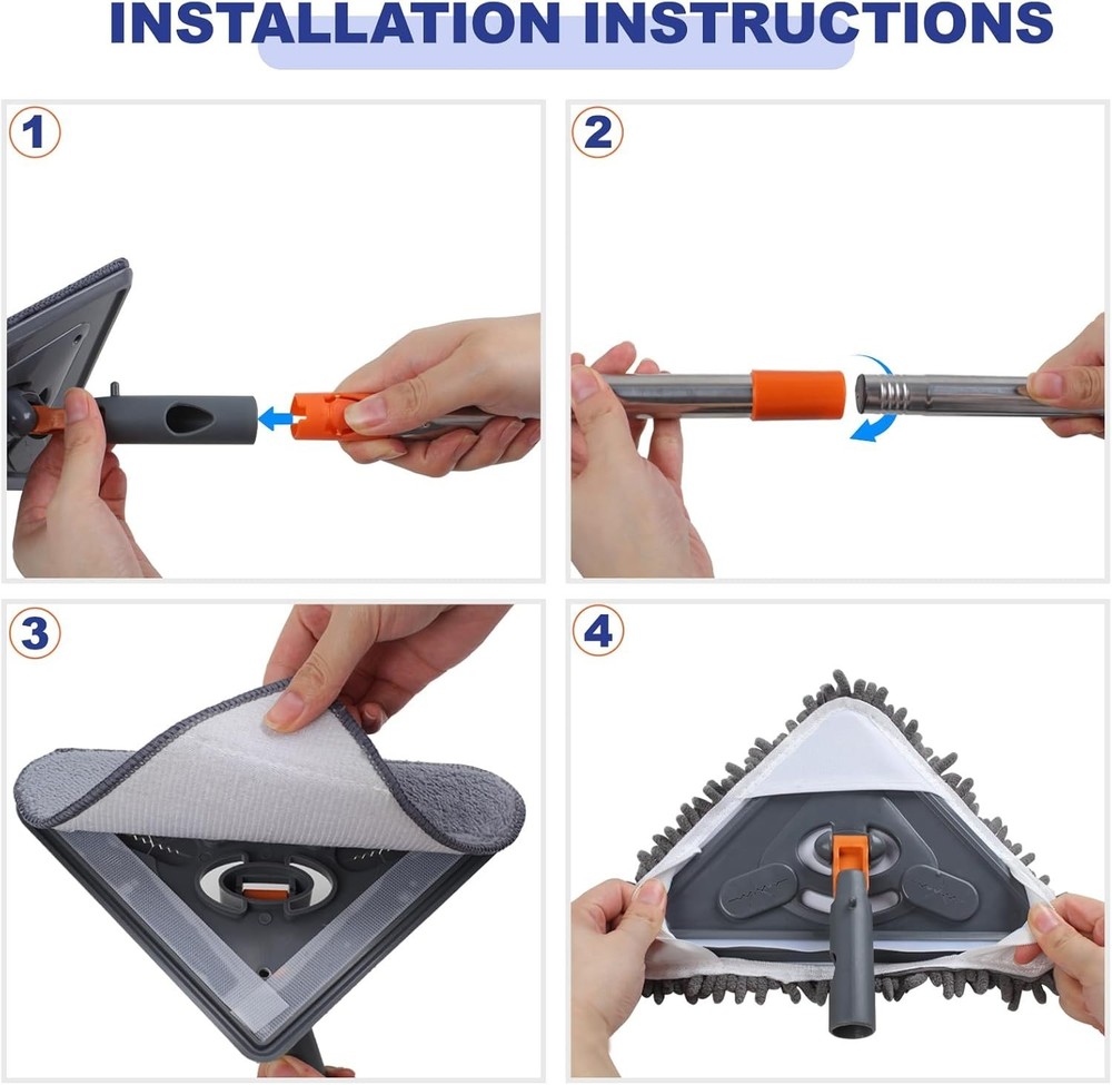 Versatile Wall Mop with Adjustable 79-Inch Handle for Easy High Cleaning
