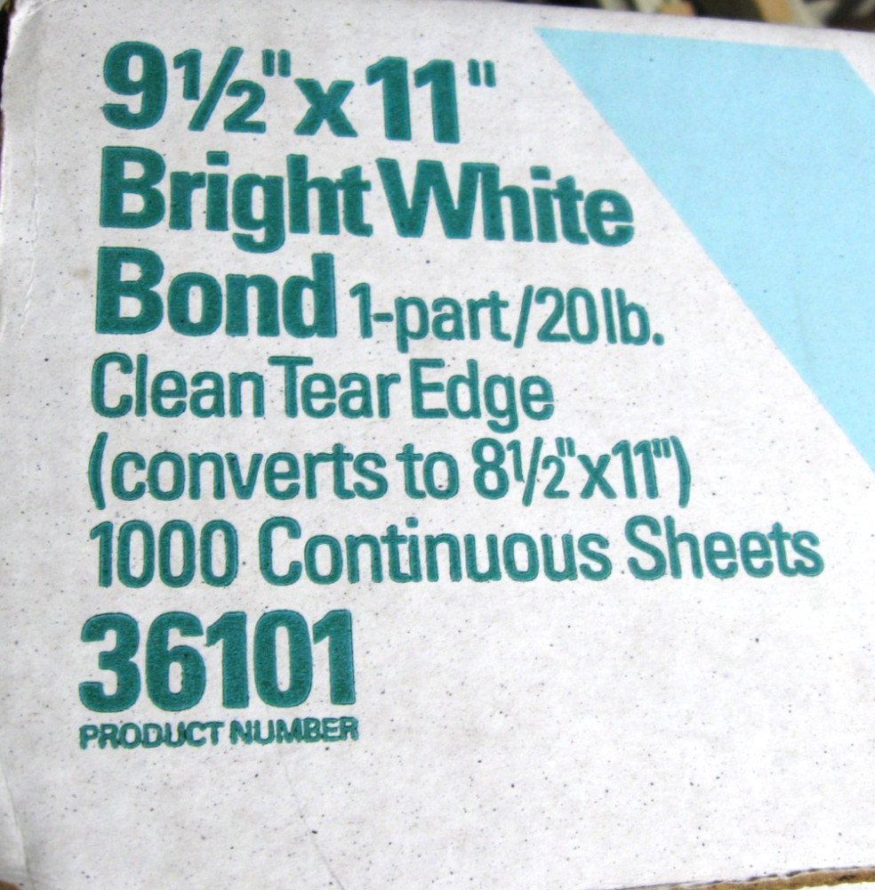 1000 Sheet 4 Part Dot Matrix Printer Paper Perforated Edge Unlined Fanfold