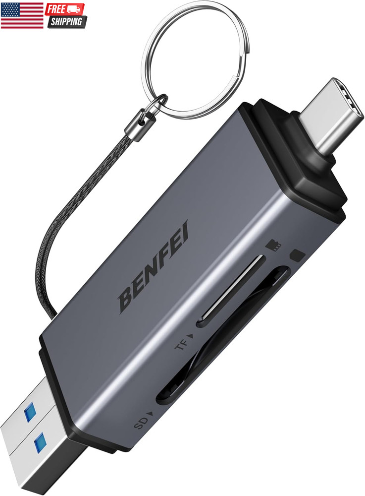 SD Card Reader, USB C to SD Micro SD Card Memory Card Adapter Dual Slot Compatib