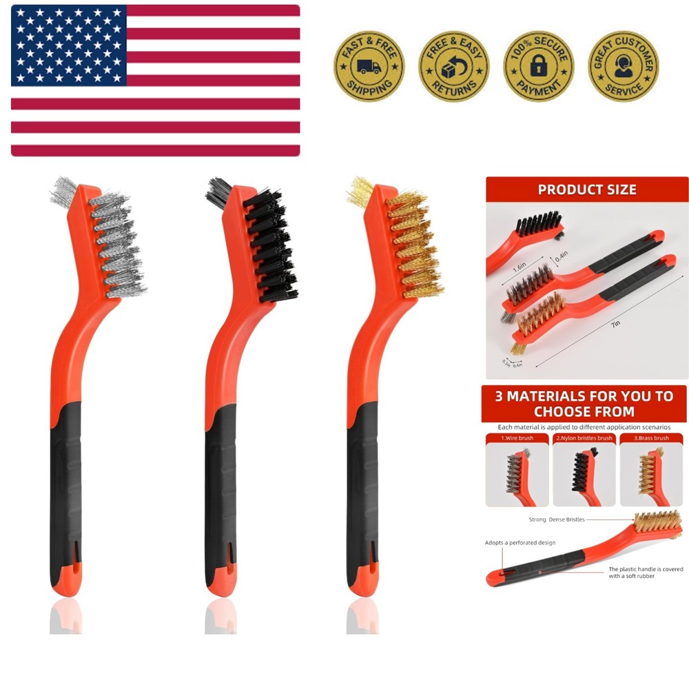 3pcs Wire Brushes for Cleaning Rust, Upgrade Wire Brush Set - Brass/Stainless...