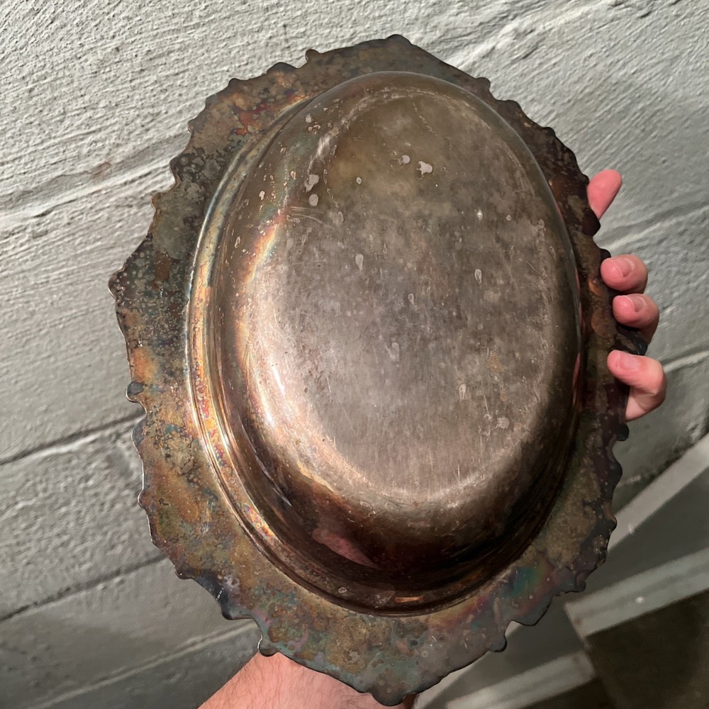 Vintage silver plate covered serving veggie dish