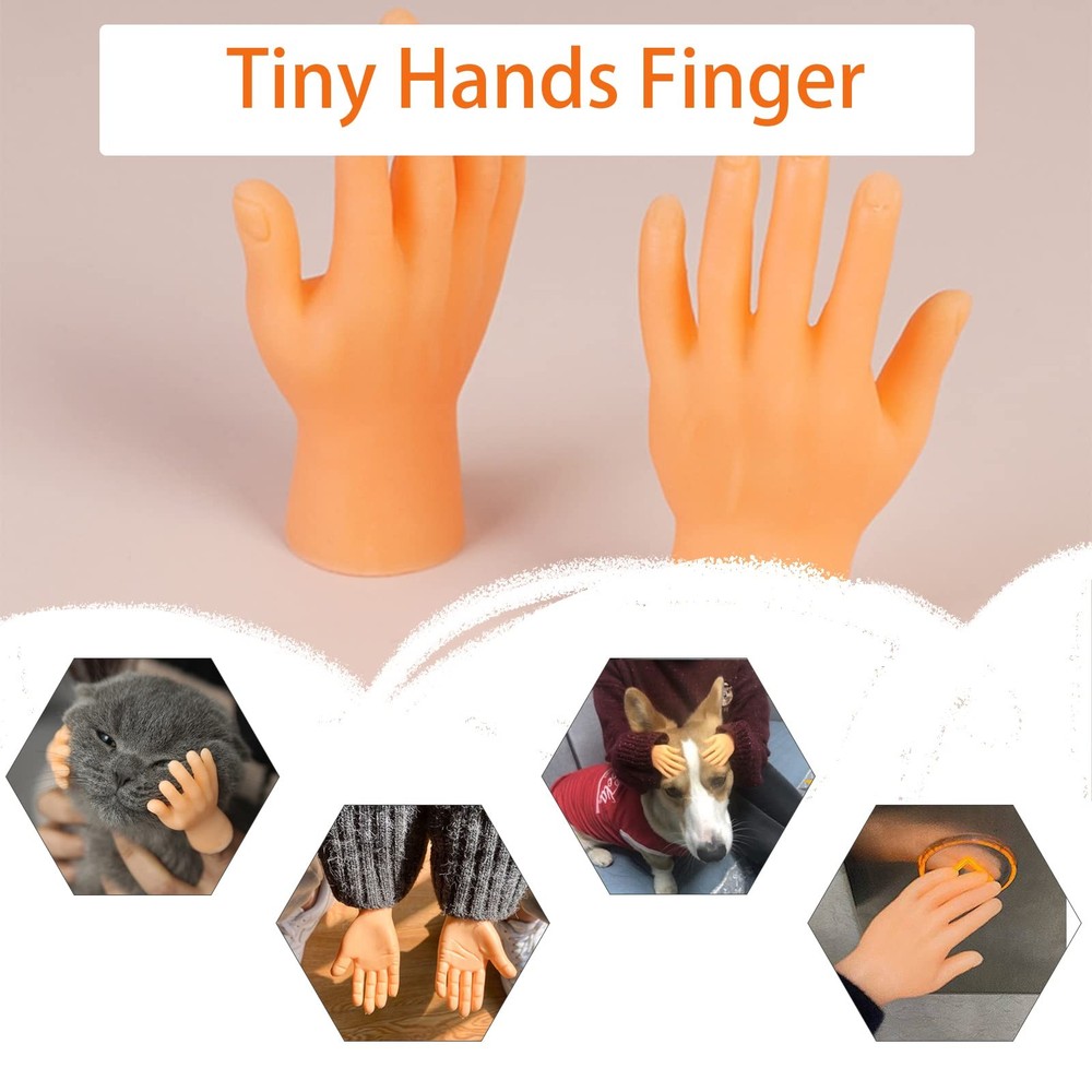14 Pcs Tiny Finger Hands,Premium Rubber Mini Tiny Finger Hands,Flat Hand Styl...