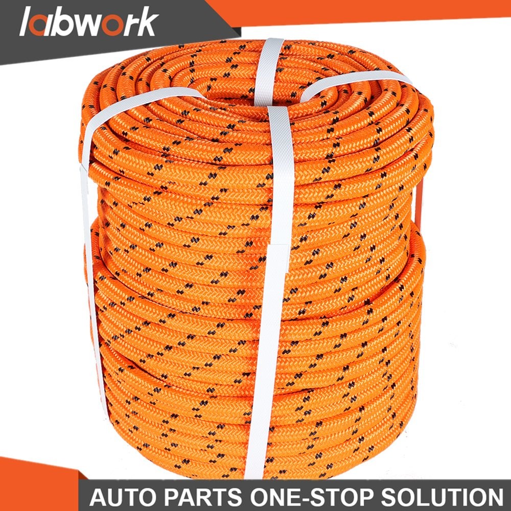 Labwork 1/2"×150' Orange Double Braid Polyester Rope 6180Lbs Breaking Strength