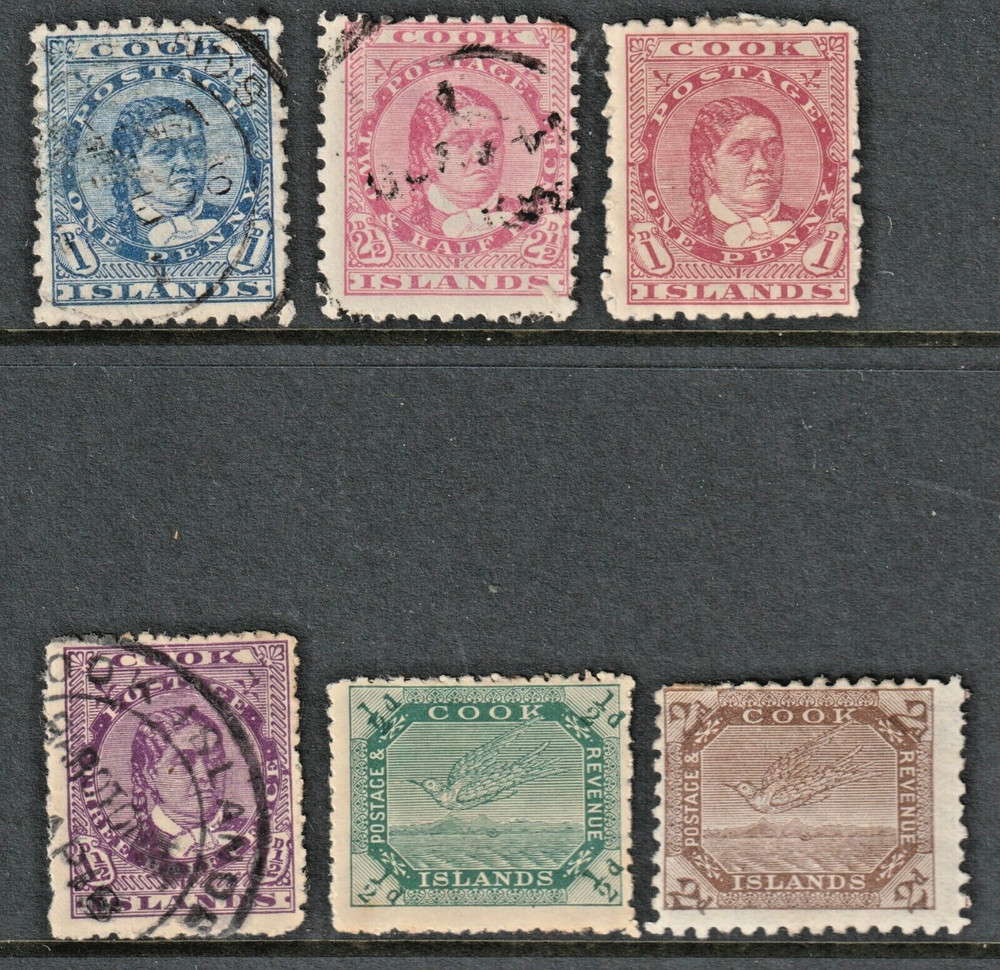 COOK ISLANDS - 6 early issues *USED/MINT HINGED* (CV £100+)