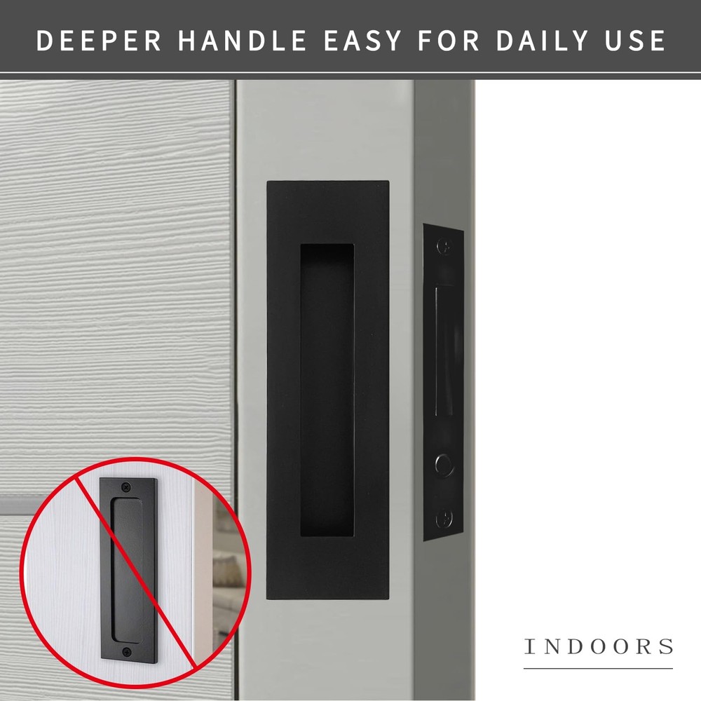 Recessed Finger Flush Pull Sliding Door Handle Edge Pull 7" Black
