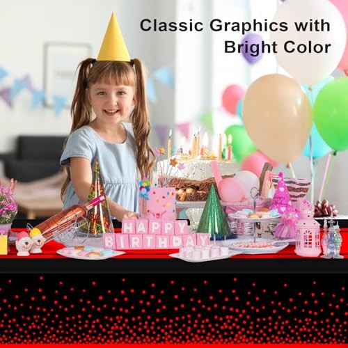 Tablecloth Party Decorations Plastic Black Tablecloth 2 Pack Black and Red