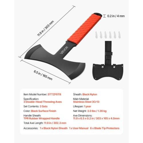 Throwing Axes and Tomahawks 3 Pack 11.9 inch Double Bit Axe Throwing