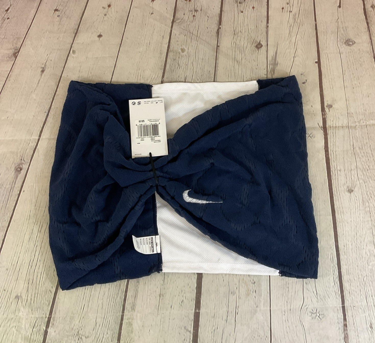 Nike N.100.1619.456 Unisex DRI-FIT 100% Polyester Cooling Towel White Navy OSFA