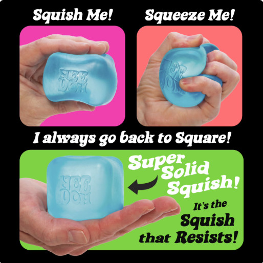 Nee Doh Nice Cube - Super Solid Squish! (Blue) - Brand New