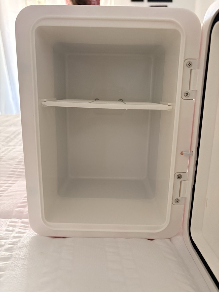Orbit Innovations Pink Mini Fridge Tabletop Portable 6 Can Removable Shelf