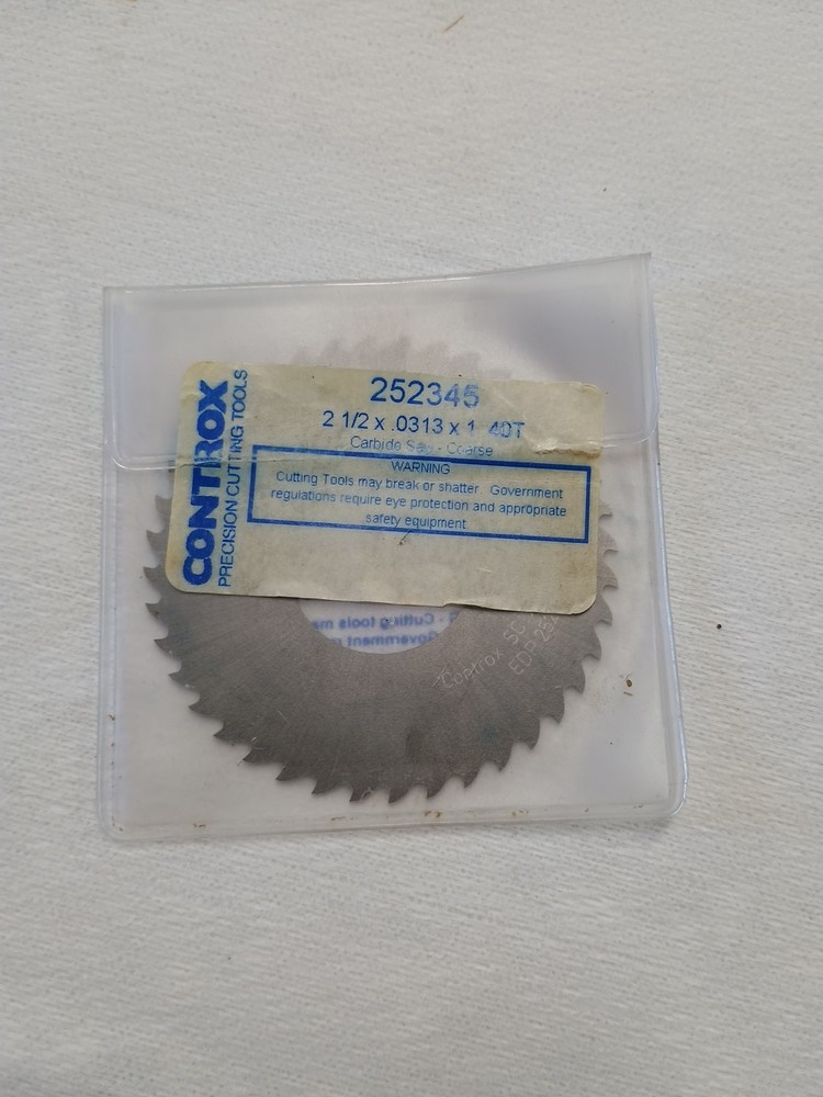2-1/2" Solid Carbide Saw Blade Controx 252345 Tooling