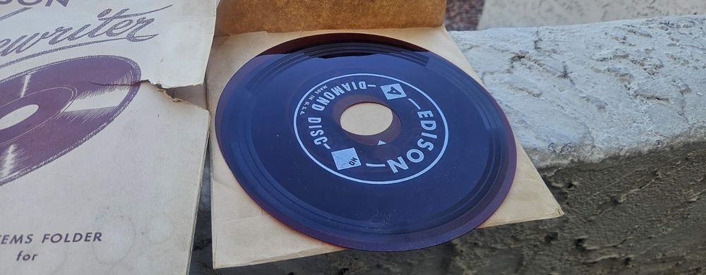 Thomas Edison Voicewriter Ruby Red Translucent Diamond Disc...Says Unused