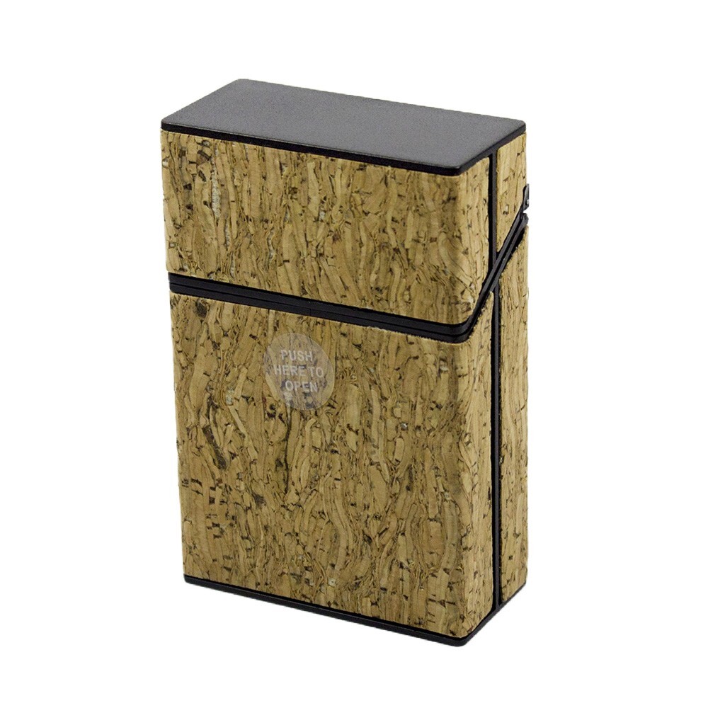 4Pack King Size Push-to-Open Plastic Cigarette Case Cube wooden Graphics Design