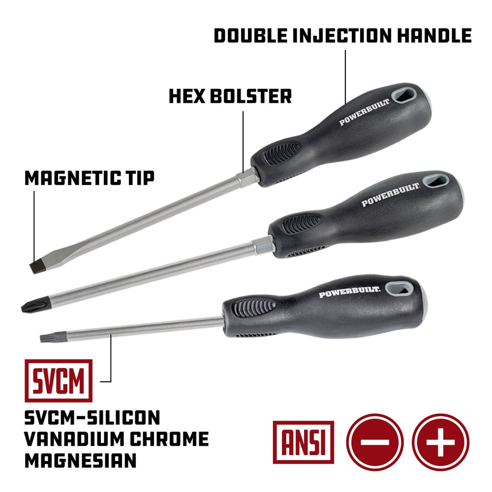 Powerbuilt 17 Piece Pro Tech Double Injection Screwdriver Set - 949018