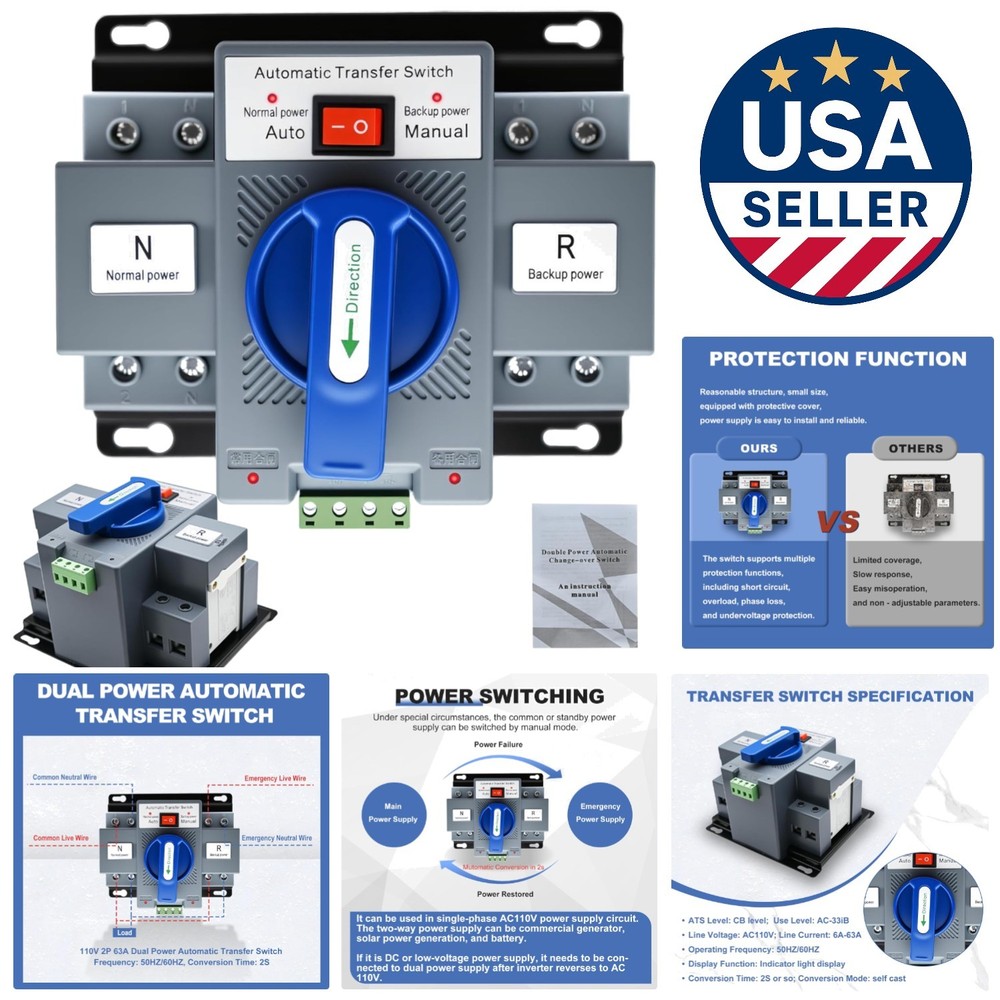 Certified 110V 63A ATS Automatic Transfer Switch for Versatile Applications