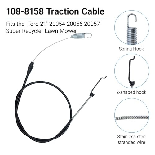 108-8158 Traction Cable, Self-Propelled Control Cable Replacement for Toro 21