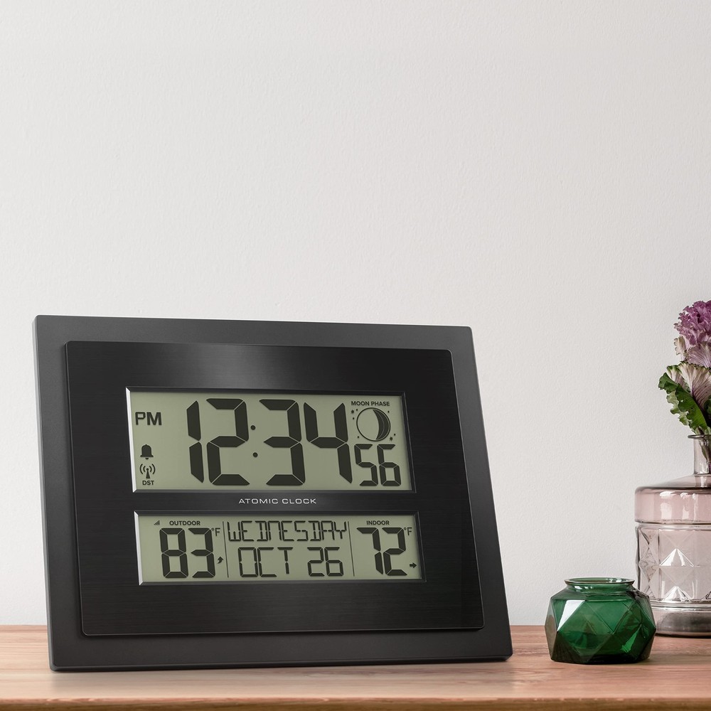 Digital Atomic Clock with Outdoor Temperature & Moon Phase Display