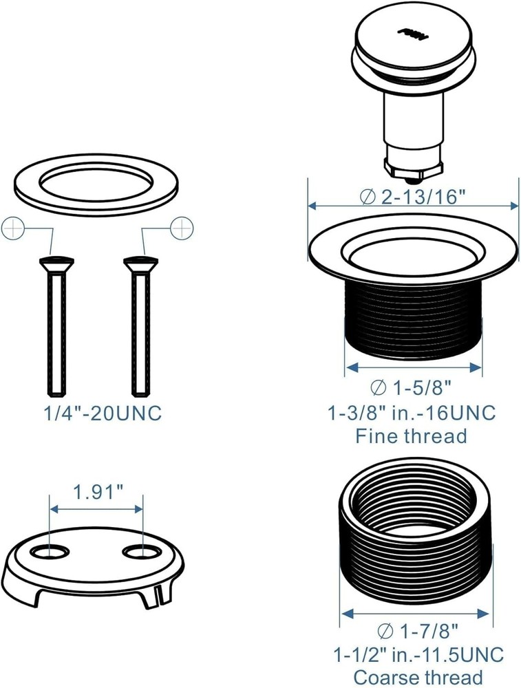 Brushed Nickel Tub Drain Tip-Toe Trim Set Conversion Kit