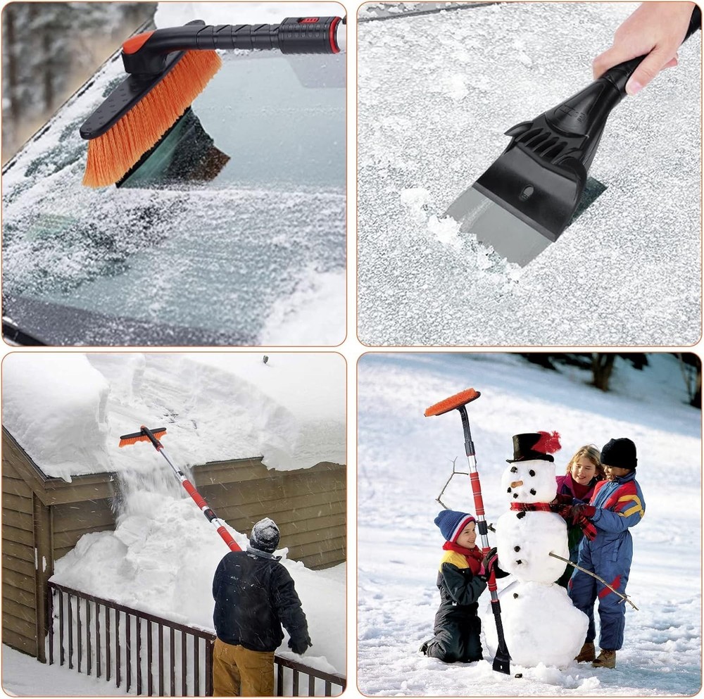 Compact 62.4” Snow Brush with Adjustable Length - Essential Winter Tool