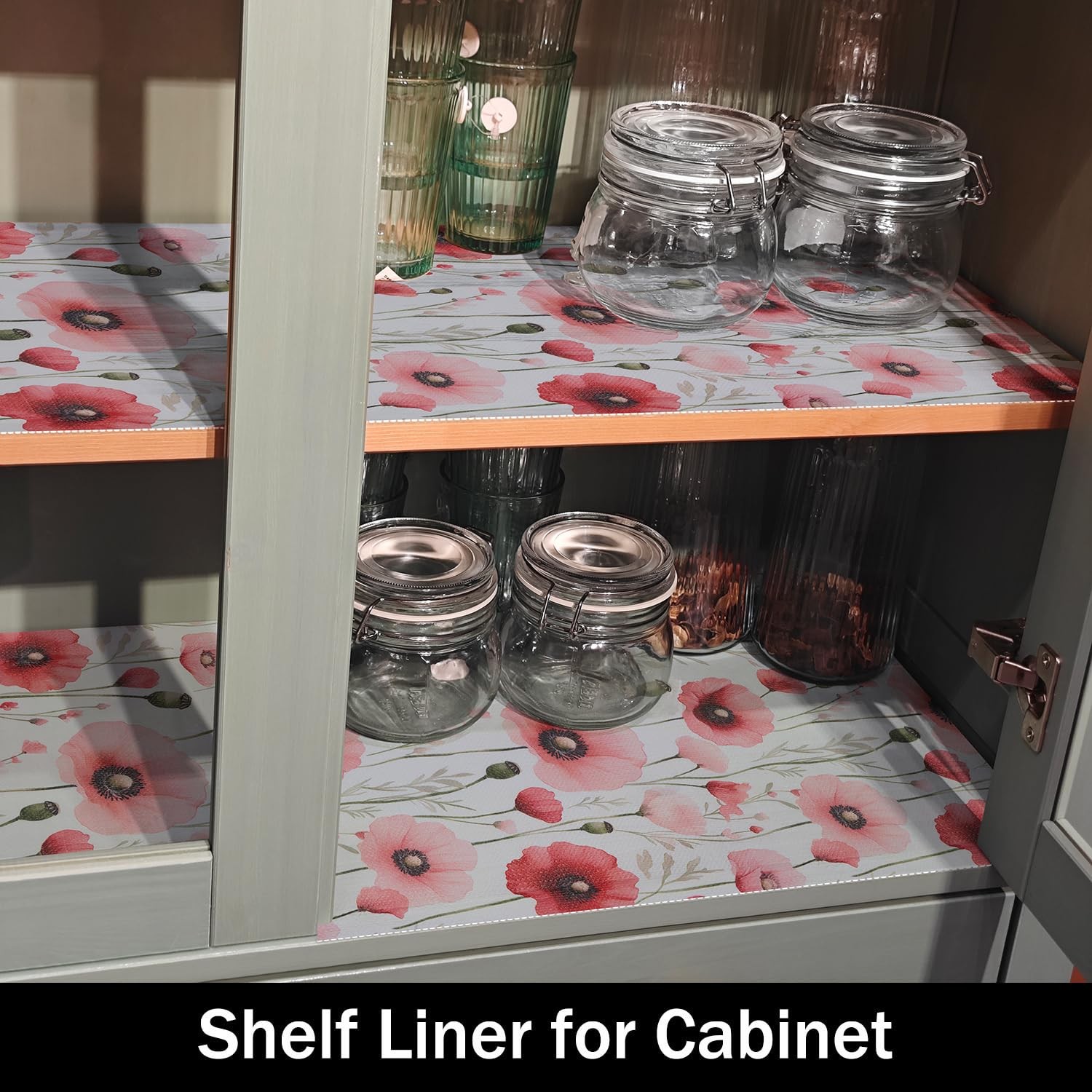 Floral Shelf Liners Strong Non-Slip and Non Adhesive Shelf and Drawer Liners ...