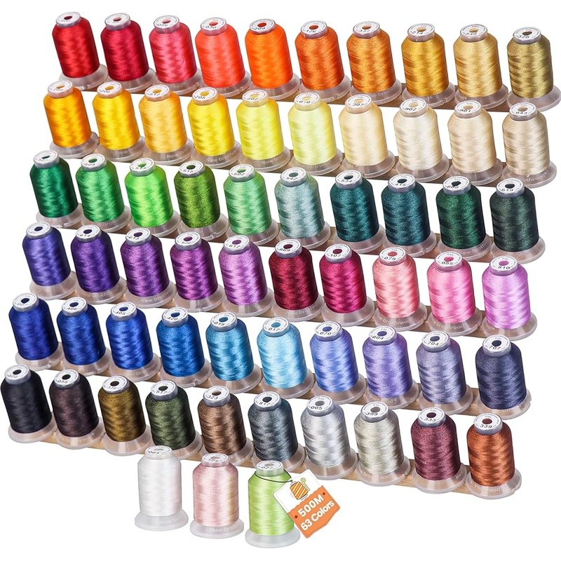 63 Spools Polyester Embroidery Thread Set 40wt 550yd Durable Colorfast New