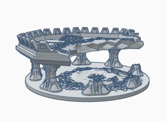 Ruined Landing Platform - Tabletop Wargame Terrain Compatible W/ Battletech