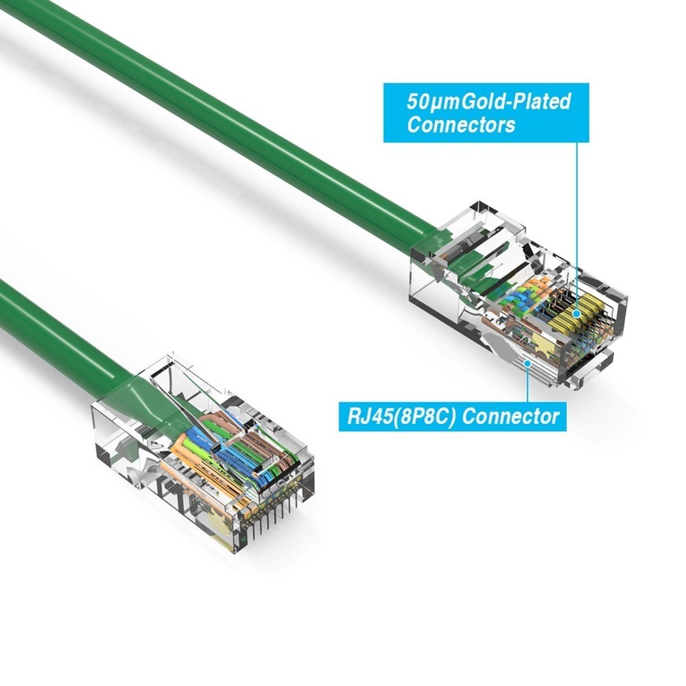 8FT Cat5e RJ45 Ethernet LAN Network Non-Booted Patch Cable UTP Copper Wire Green