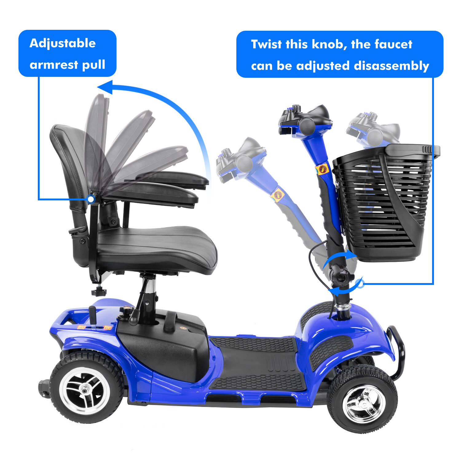 Used 4 Wheels Mobility Scooter Heavy Duty Electric Wheelchair for All Terrain